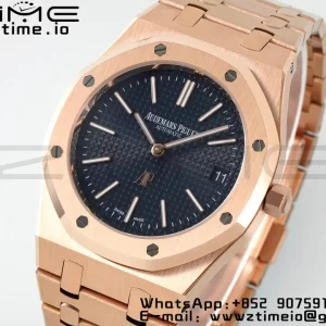 AP Royal Oak 39mm 15202 RG IPF 1:1 Best Edition Cadran albastru texturat pe brățară RG A2121 - Super Clone Watch | 1:1 Best Version