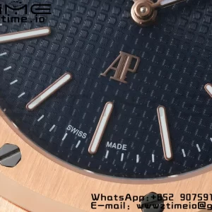 AP Royal Oak 39mm 15202 RG IPF 1:1 Best Edition Cadran albastru texturat pe brățară RG A2121 - Super Clone Watch | 1:1 Best Version