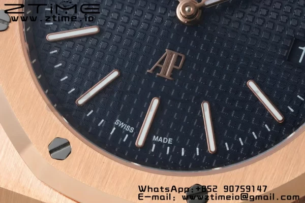 AP Royal Oak 39mm 15202 RG IPF 1:1 Best Edition Cadran albastru texturat pe brățară RG A2121 - Super Clone Watch | 1:1 Best Version