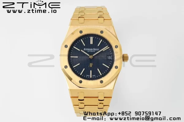 AP Royal Oak 39mm 15202 YG IPF 1:1 Best Edition Cadran Bleu Texturé sur Bracelet YG A2121 - Super Clone Watch | 1:1 Best Version