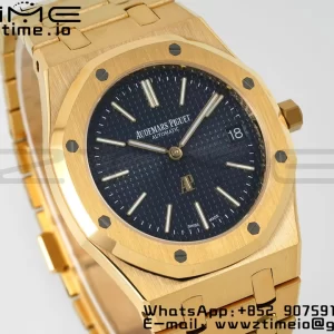 AP Royal Oak 39mm 15202 YG IPF 1:1 Best Edition Cadran Bleu Texturé sur Bracelet YG A2121 - Super Clone Watch | 1:1 Best Version