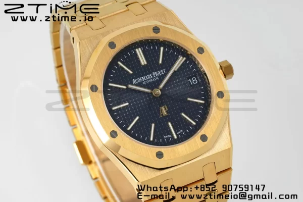 AP Royal Oak 39mm 15202 YG IPF 1:1 Best Edition Cadran Bleu Texturé sur Bracelet YG A2121 - Super Clone Watch | 1:1 Best Version