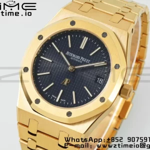AP Royal Oak 39mm 15202 YG IPF 1:1 Best Edition Cadran Bleu Texturé sur Bracelet YG A2121 - Super Clone Watch | 1:1 Best Version