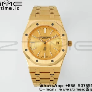 AP Royal Oak 39mm 15202 YG IPF 1:1 Best Edition YG Textured Dial on YG Bracelet A2121 - Super Clone Watch | 1:1 Best Version