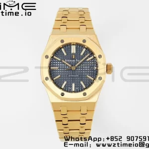 AP Royal Oak 37mm 15450 YG IPF Best Edition Blue Dial on YG Bracelet SA3120 Super Clone - Super Clone Watch | 1:1 Best Version