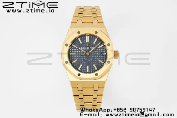 AP Royal Oak 37mm 15450 YG IPF Best Edition Blue Dial on YG Bracelet SA3120 Super Clone - Super Clone Watch | 1:1 Best Version