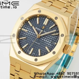 AP Royal Oak 37mm 15450 YG IPF Best Edition Blue Dial on YG Bracelet SA3120 Super Clone - Super Clone Watch | 1:1 Best Version