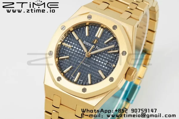 AP Royal Oak 37mm 15450 YG IPF Best Edition Blue Dial on YG Bracelet SA3120 Super Clone - Super Clone Watch | 1:1 Best Version