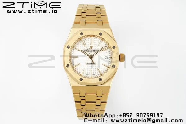 AP Royal Oak 37mm 15450 YG IPF Best Edition White Dial on YG Bracelet SA3120 Super Clone - Super Clone Watch | 1:1 Best Version