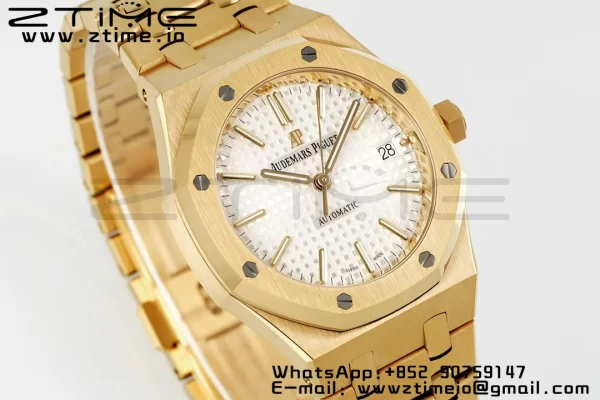 AP Royal Oak 37mm 15450 YG IPF Best Edition White Dial on YG Bracelet SA3120 Super Clone - Super Clone Watch | 1:1 Best Version