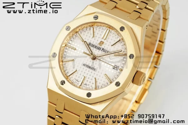 AP Royal Oak 37mm 15450 YG IPF Best Edition White Dial on YG Bracelet SA3120 Super Clone - Super Clone Watch | 1:1 Best Version
