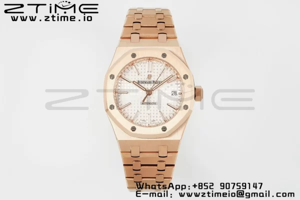 AP Royal Oak 37mm 15450 RG IPF Best Edition White Dial on RG Bracelet SA3120 Super Clone - Super Clone Watch | 1:1 Best Version