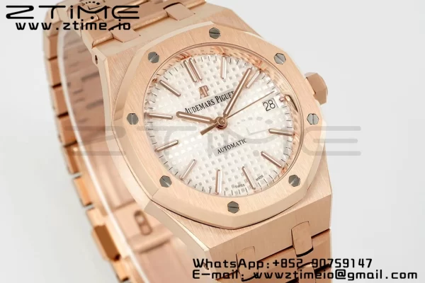 AP Royal Oak 37mm 15450 RG IPF Best Edition White Dial on RG Bracelet SA3120 Super Clone - Super Clone Watch | 1:1 Best Version