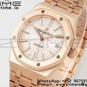 AP Royal Oak 37mm 15450 RG IPF Best Edition White Dial on RG Bracelet SA3120 Super Clone - Super Clone Watch | 1:1 Best Version