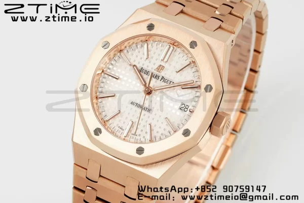 AP Royal Oak 37mm 15450 RG IPF Best Edition White Dial on RG Bracelet SA3120 Super Clone - Super Clone Watch | 1:1 Best Version