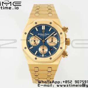 AP Royal Oak Chrono 26331 YG IPF 1:1 Best Edition Blue/YG Dial on YG Bracelet A7750 - Super Clone Watch | 1:1 Best Version