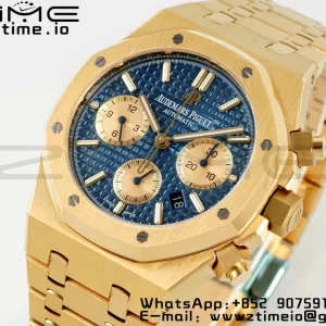 AP Royal Oak Chrono 26331 YG IPF 1:1 Best Edition Blue/YG Dial on YG Bracelet A7750 - Super Clone Watch | 1:1 Best Version