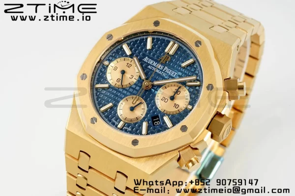 AP Royal Oak Chrono 26331 YG IPF 1:1 Best Edition Blue/YG Dial on YG Bracelet A7750 - Super Clone Watch | 1:1 Best Version