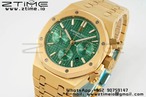 AP Royal Oak Chrono 26331 YG IPF 1:1 Best Edition Green Dial on YG Bracelet A7750 - Super Clone Watch | 1:1 Best Version