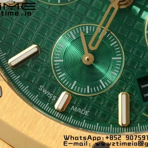 AP Royal Oak Chrono 26331 YG IPF 1:1 Best Edition Green Dial on YG Bracelet A7750 - Super Clone Watch | 1:1 Best Version