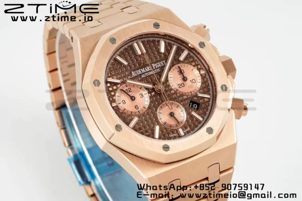 AP Royal Oak Chrono 26331 RG IPF 1:1 Best Edition Brown/RG Dial on RG Bracelet A7750 - Super Clone Watch | 1:1 Best Version