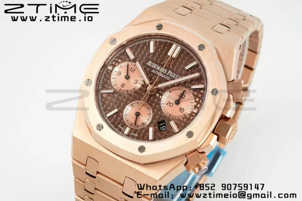 AP Royal Oak Chrono 26331 RG IPF 1:1 Best Edition Brown/RG Dial on RG Bracelet A7750 - Super Clone Watch | 1:1 Best Version
