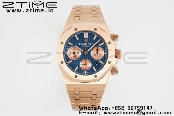 AP Royal Oak Chrono 26331 RG IPF 1:1 Best Edition Cadran albastru/RG pe brățară RG A7750 - Super Clone Watch | 1:1 Best Version