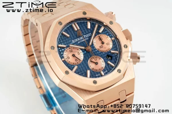 AP Royal Oak Chrono 26331 RG IPF 1:1 Best Edition Cadran albastru/RG pe brățară RG A7750 - Super Clone Watch | 1:1 Best Version
