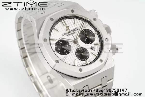 AP Royal Oak Chrono 26331 SS IPF 1:1 Best Edition White/Black Dial on SS Bracelet A7750 - Super Clone Watch | 1:1 Best Version