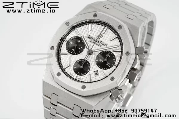 AP Royal Oak Chrono 26331 SS IPF 1:1 Best Edition White/Black Dial on SS Bracelet A7750 - Super Clone Watch | 1:1 Best Version