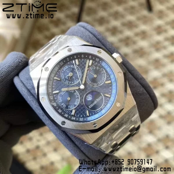 AP Royal Oak 41mm Complicated 26574ST SS APSF  1:1 Best Edition Blue Dial on SS Bracelet A5134 (CHS) - Super Clone Watch | 1:1 Best Version