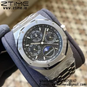 AP Royal Oak 41mm Complicato 26574 SS APSF 1:1 Best Edition Quadrante nero su bracciale SS A5134 (CHS) - Orologio Super Clone | 1:1 Best Version