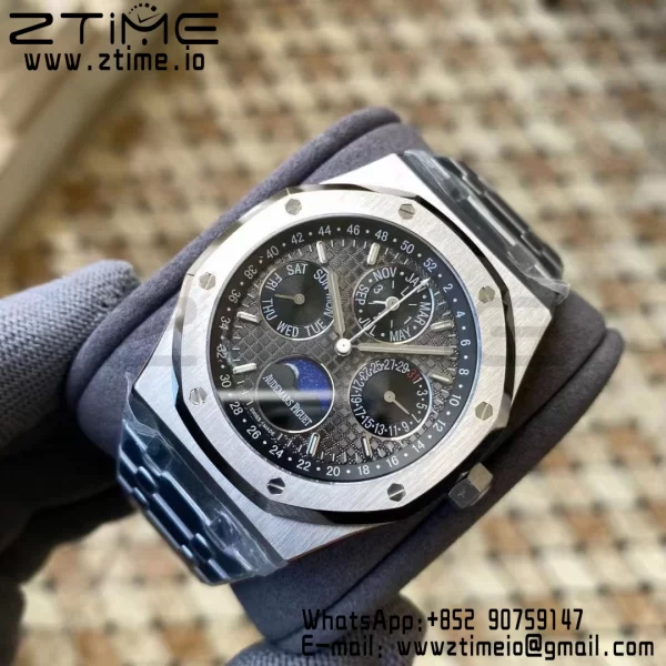 AP Royal Oak 41mm Complicated 26574 SS APSF 1:1 Best Edition Gray/Black Dial on SS Bracelet A5134 (CHS) - Super Clone Watch | 1:1 Best Version