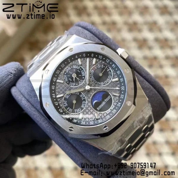AP Royal Oak 41mm Complicated 26574 SS APSF 1:1 Best Edition Gray/Black Dial on SS Bracelet A5134 (CHS) - Super Clone Watch | 1:1 Best Version