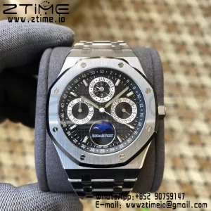 AP Royal Oak 41mm Complicated 26597PT SS APSF 1:1 Best Edition Black/Silver Dial on SS Bracelet A5134 (CHS) - Super Clone Watch | 1:1 Best Version
