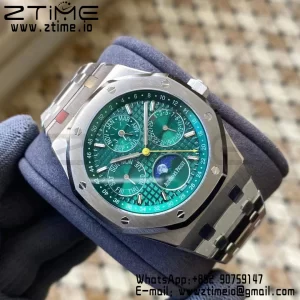AP Royal Oak 41mm Complicato 26606ST SS APSF 1:1 Best Edition Quadrante verde su bracciale SS A5134 (CHS) - Orologio Super Clone | 1:1 Best Version