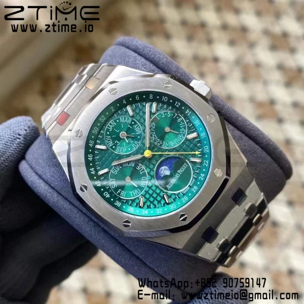 AP Royal Oak 41mm Complicato 26606ST SS APSF 1:1 Best Edition Quadrante verde su bracciale SS A5134 (CHS) - Orologio Super Clone | 1:1 Best Version