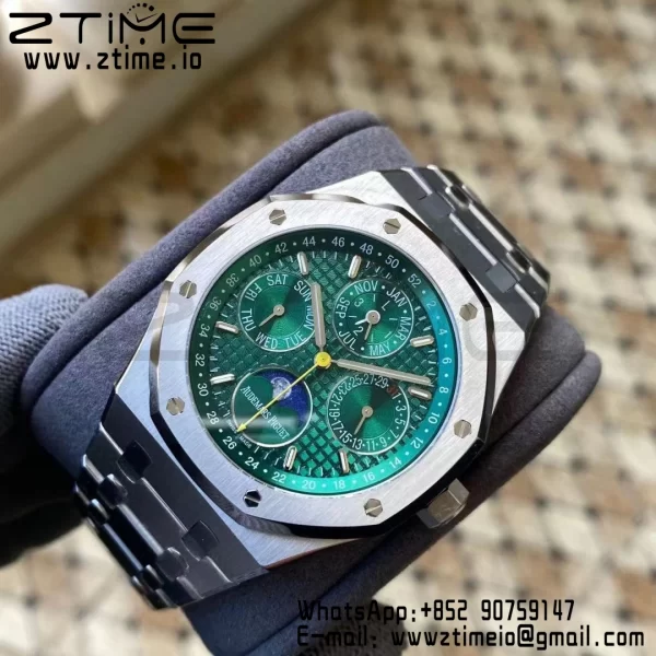 AP Royal Oak 41mm Complicato 26606ST SS APSF 1:1 Best Edition Quadrante verde su bracciale SS A5134 (CHS) - Orologio Super Clone | 1:1 Best Version