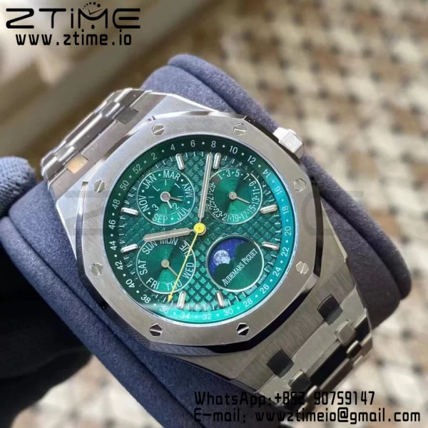 AP Royal Oak 41mm Complicato 26606ST SS APSF 1:1 Best Edition Quadrante verde su bracciale SS A5134 (CHS) - Orologio Super Clone | 1:1 Best Version