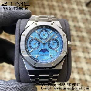 AP Royal Oak 41mm Complicated 26574PT SS APSF 1:1 Best Edition Ice Blue Dial on SS Bracelet A5134 (CHS) - Super Clone Watch | 1:1 Best Version