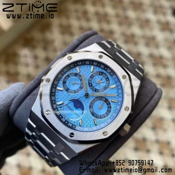 AP Royal Oak 41mm Complicated 26574PT SS APSF 1:1 Best Edition Ice Blue Dial on SS Bracelet A5134 (CHS) - Super Clone Watch | 1:1 Best Version
