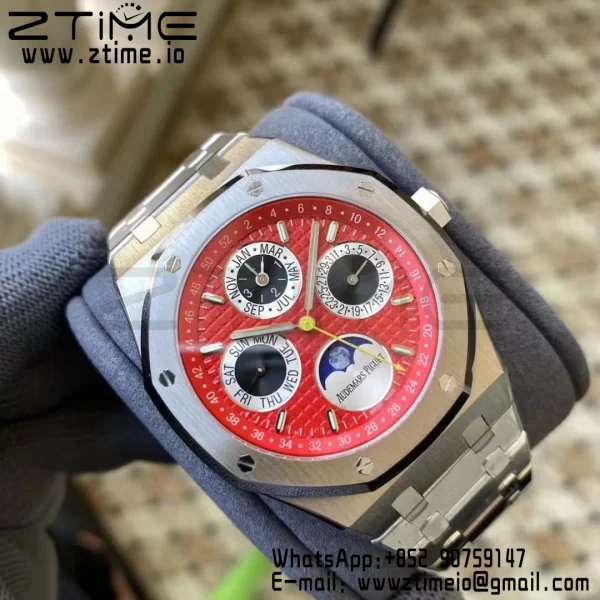 AP Royal Oak 41mm Complicated 26574 SS APSF 1:1 Best Edition Red/Black Dial on SS Bracelet A5134 (CHS) - Super Clone Watch | 1:1 Best Version