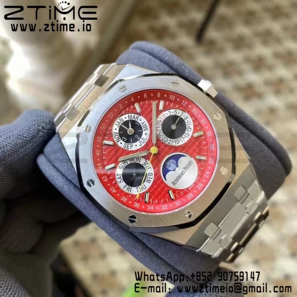 AP Royal Oak 41mm Complicated 26574 SS APSF 1:1 Best Edition Red/Black Dial on SS Bracelet A5134 (CHS) - Super Clone Watch | 1:1 Best Version