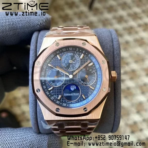 AP Royal Oak 41mm Complicato 26574 RG APSF1:1 Migliore Edizione Quadrante Blu su Bracciale RG A5134 (CHS) - Orologio Super Clone | 1:1 Migliore Versione