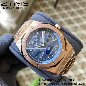 AP Royal Oak 41mm Complicato 26574 RG APSF1:1 Migliore Edizione Quadrante Blu su Bracciale RG A5134 (CHS) - Orologio Super Clone | 1:1 Migliore Versione
