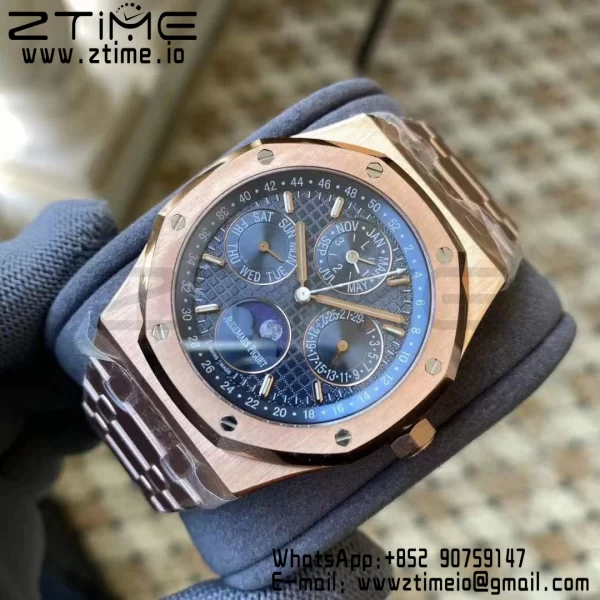 AP Royal Oak 41mm Complicato 26574 RG APSF1:1 Migliore Edizione Quadrante Blu su Bracciale RG A5134 (CHS) - Orologio Super Clone | 1:1 Migliore Versione