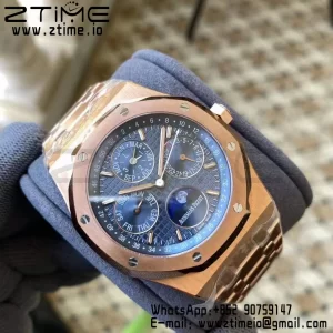 AP Royal Oak 41mm Complicato 26574 RG APSF1:1 Migliore Edizione Quadrante Blu su Bracciale RG A5134 (CHS) - Orologio Super Clone | 1:1 Migliore Versione