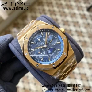 AP Royal Oak 41mm Complicated 26574 YG APSF1:1 Best Edition Blue Dial on YG Bracelet A5134 (CHS) - Super Clone Watch | 1:1 Best Version