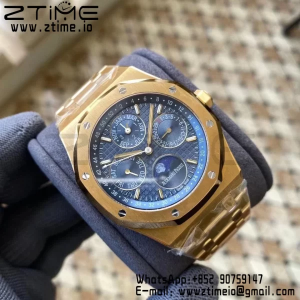 AP Royal Oak 41mm Complicated 26574 YG APSF1:1 Best Edition Blue Dial on YG Bracelet A5134 (CHS) - Super Clone Watch | 1:1 Best Version