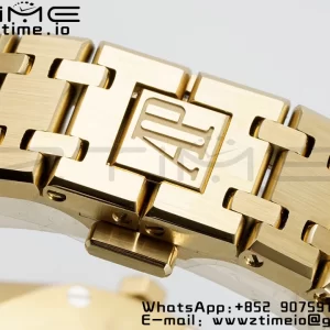 AP Lady Royal Oak 67651 33mm YG ZF 1:1 Best Edition Blue Dial Diamonds Bezel on YG Bracelet ETA Quartz - Super Clone Watch | 1:1 Best Version